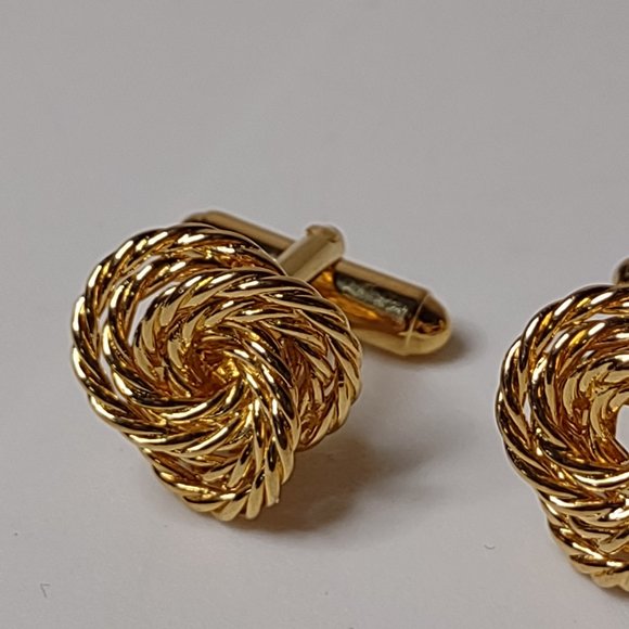 Gold Tone Knot Bullet Back Cufflinks - Picture 3 of 10